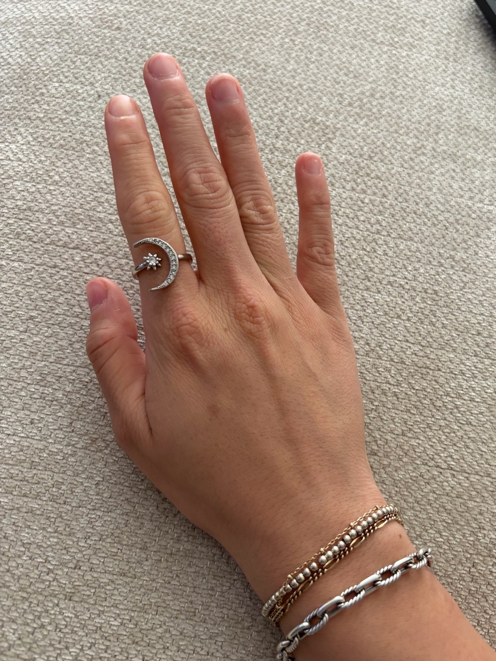 Sterling Silver 925 moon and star ring size 6